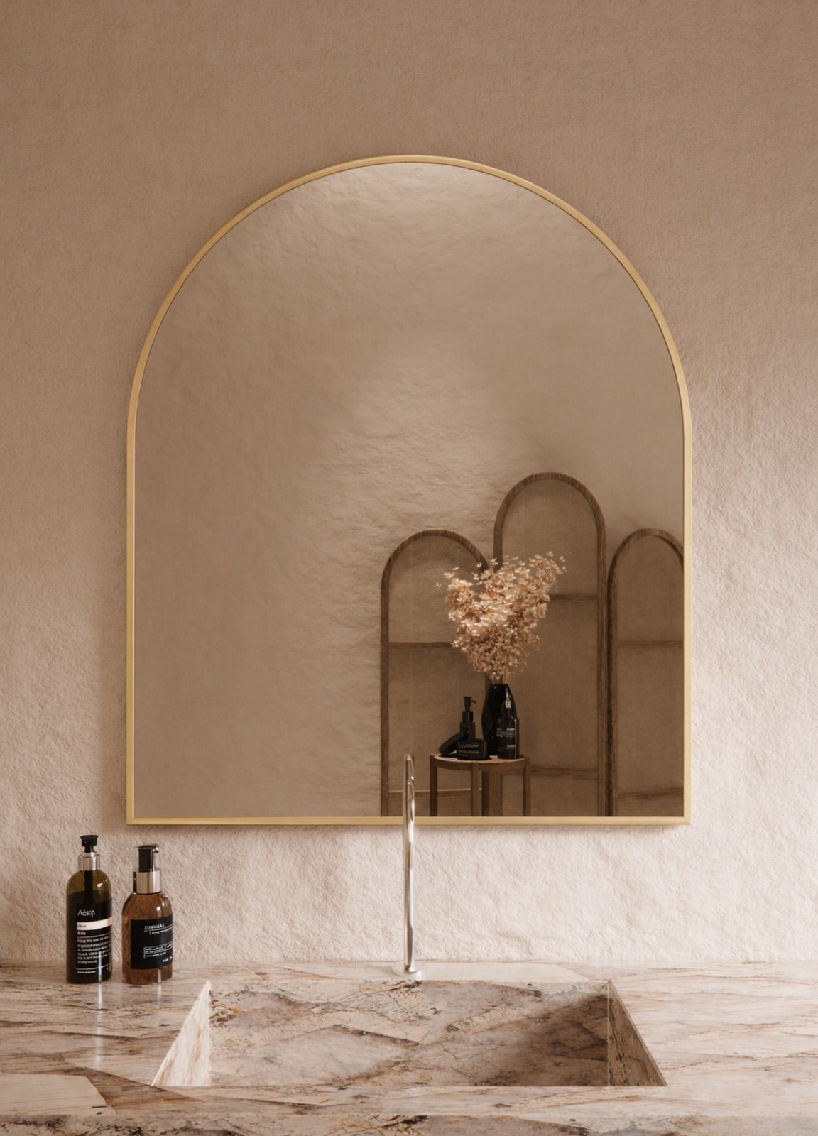 Vittoria Framed Wall Mirror - 1100 x 900 in Brushed Gold, front view
