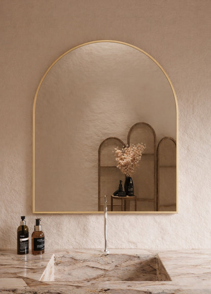 Vittoria Framed Wall Mirror - 1100 x 900 in Brushed Gold, front view
