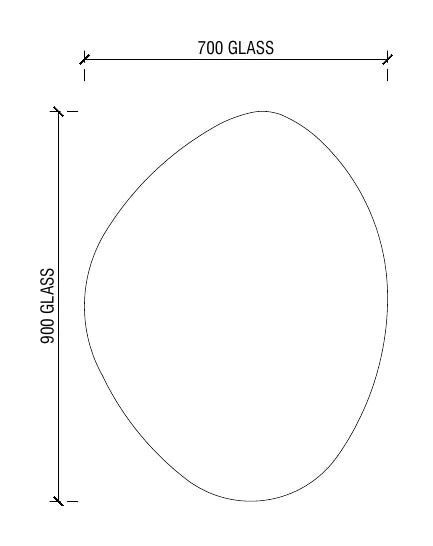 Dimension drawing, 900 by 700 millimetres